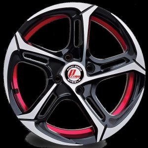 Wheels Machine Black with RED Line (15 Size 4 Hole 100 pcd)
