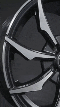Twisted Multi-Spoke / Turbine Design, Dual-Tone (Machined Silver Face + Gloss Black Inner)